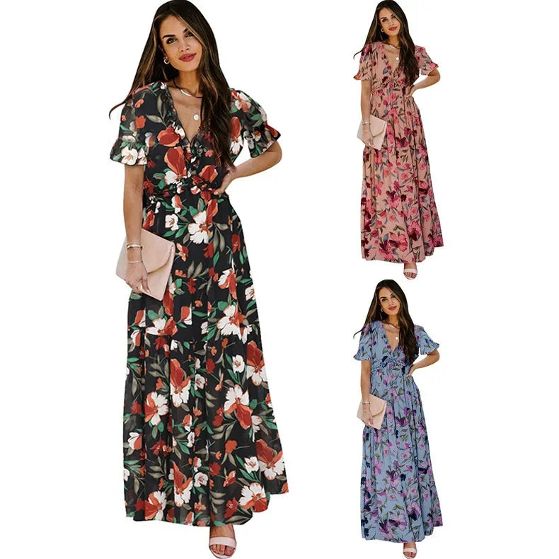 Floral Print Short Sleeve Dress