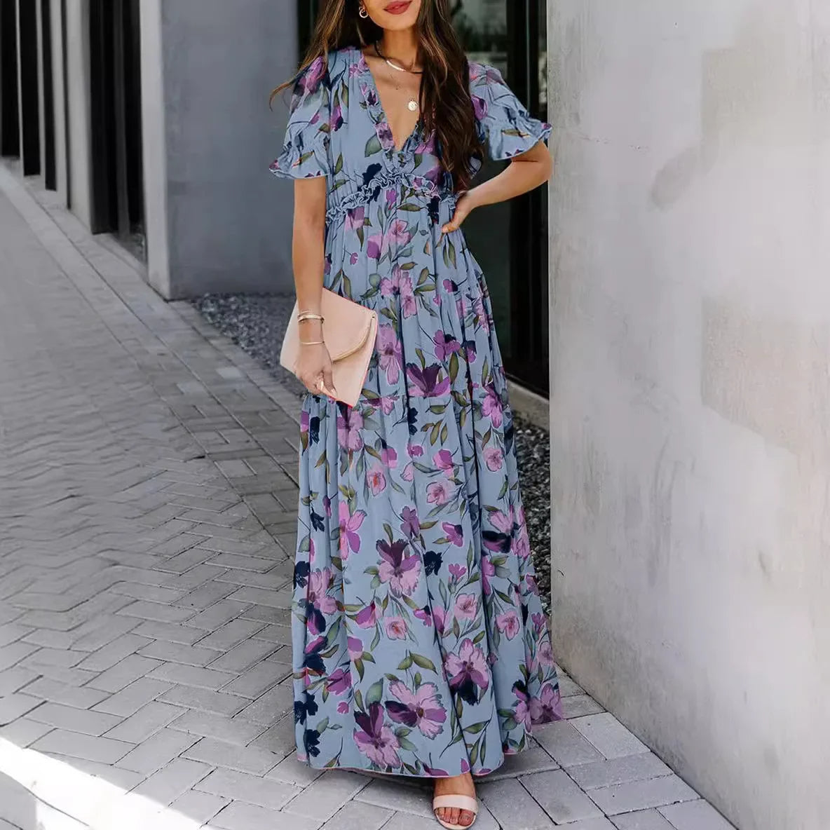 Floral Print Short Sleeve Dress