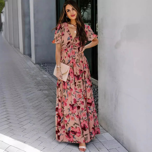 Floral Print Short Sleeve Dress